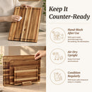 3-Piece Edge Grain Acacia Wood Cutting Board Set – 3 Sizes (16 x 12, 13 x 10, 10 x 7 in)